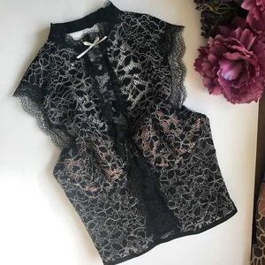 NWT Victorias Secrets Dream Angels Black Lace Sexy Long Demi Bustier Bra 36D